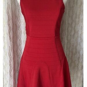 Anthropologie Holiday Womens Size 0 Red Sleeveless Fit and Flare Knit Dress
